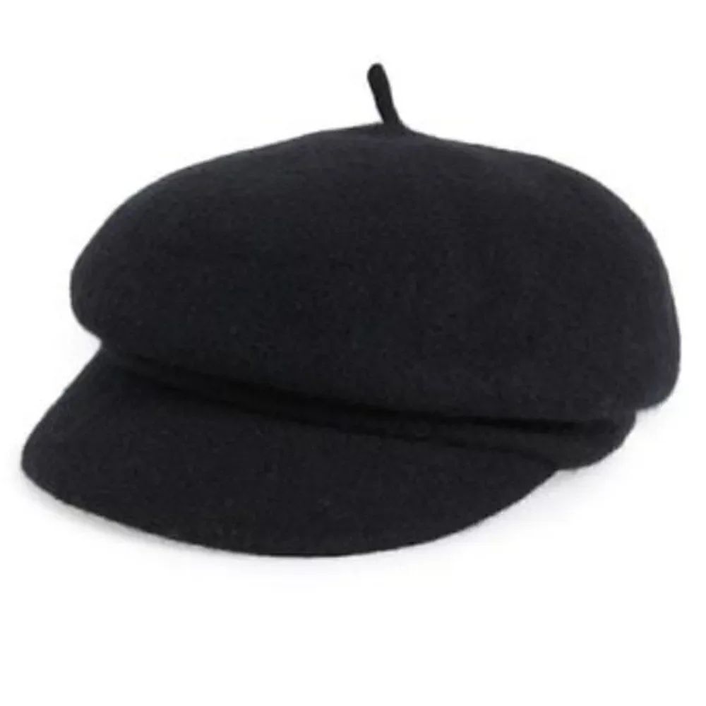 NEW Frye Bryce Wool Felt Newsboy Cap in Black in Size S/M